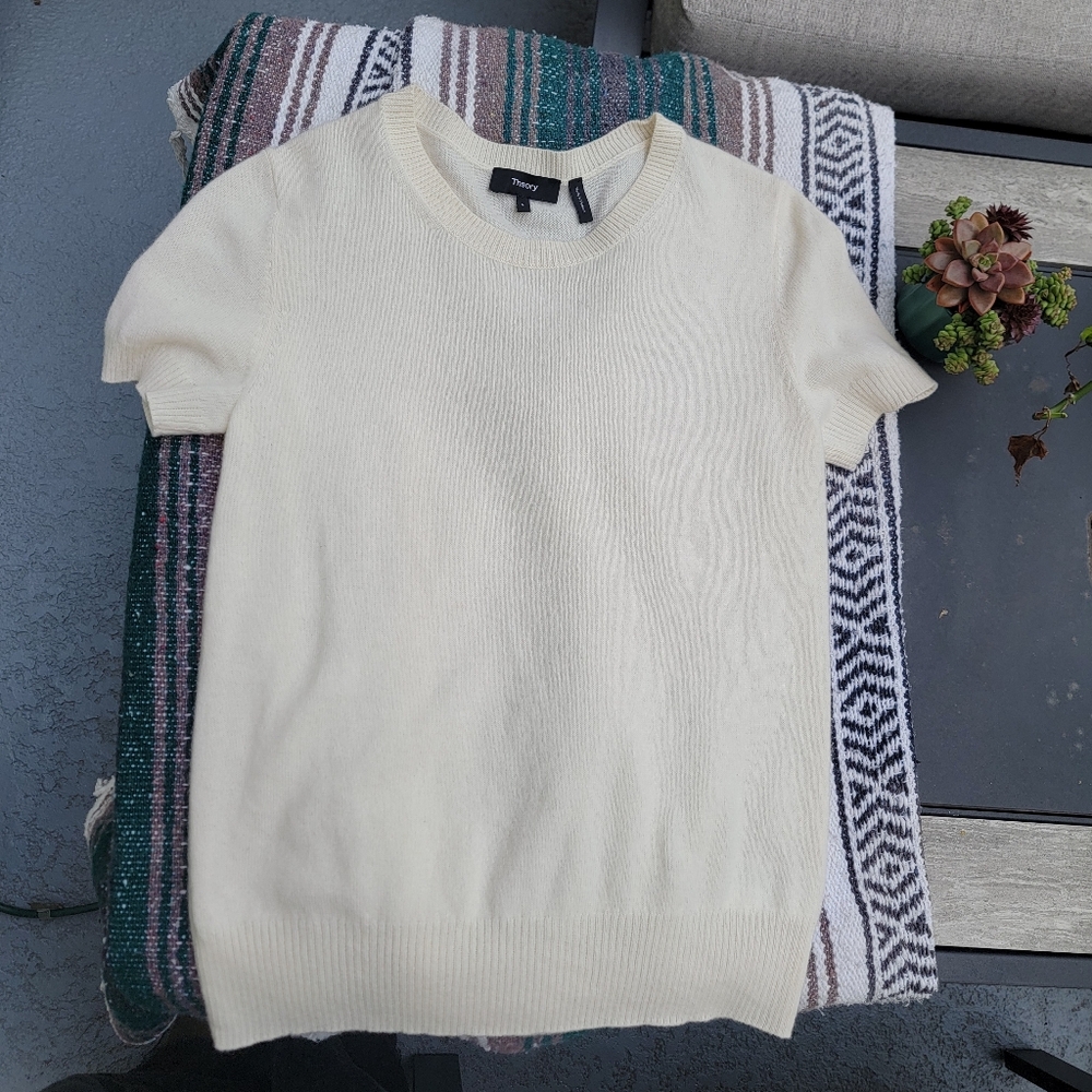 Cream Ivory Theory Cashmere Tshirt Sweater